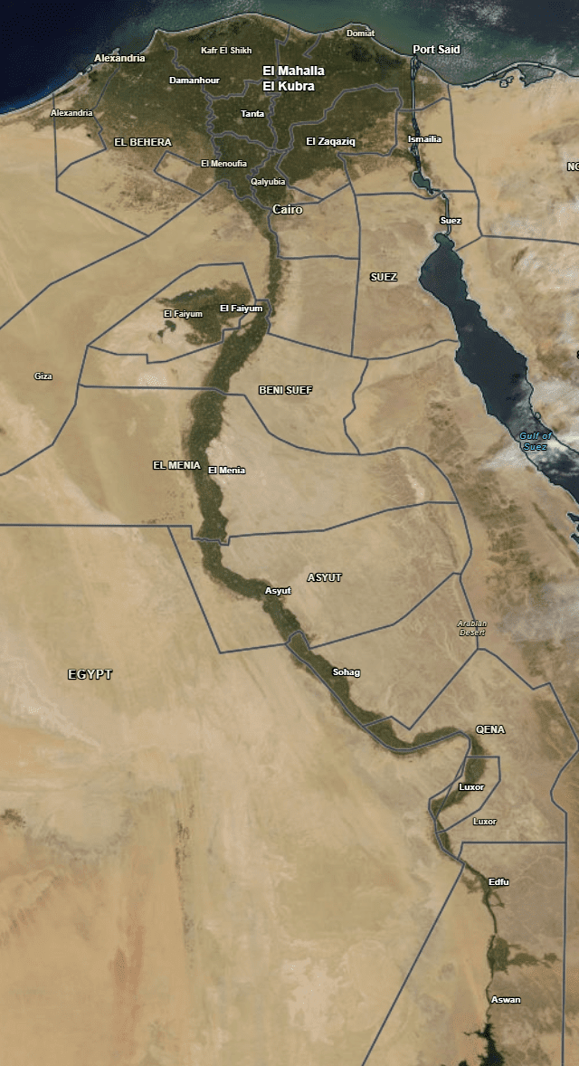 Map of the 1,000 km Paddle for Egypt route